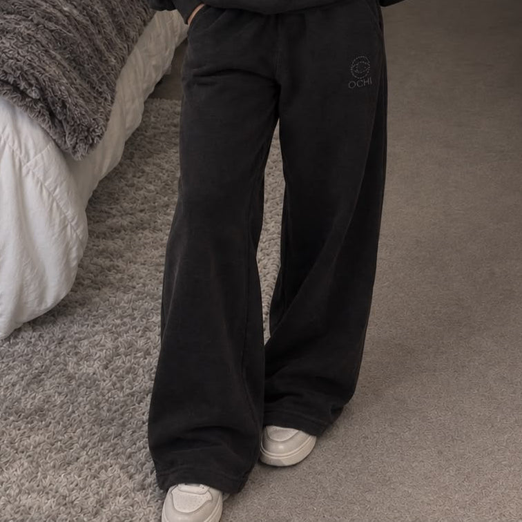 Heavyweight charcoal/charcoal embroidered joggers