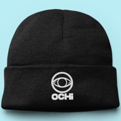 OCHI Black Embroidered Eye Logo Unisex Beanie