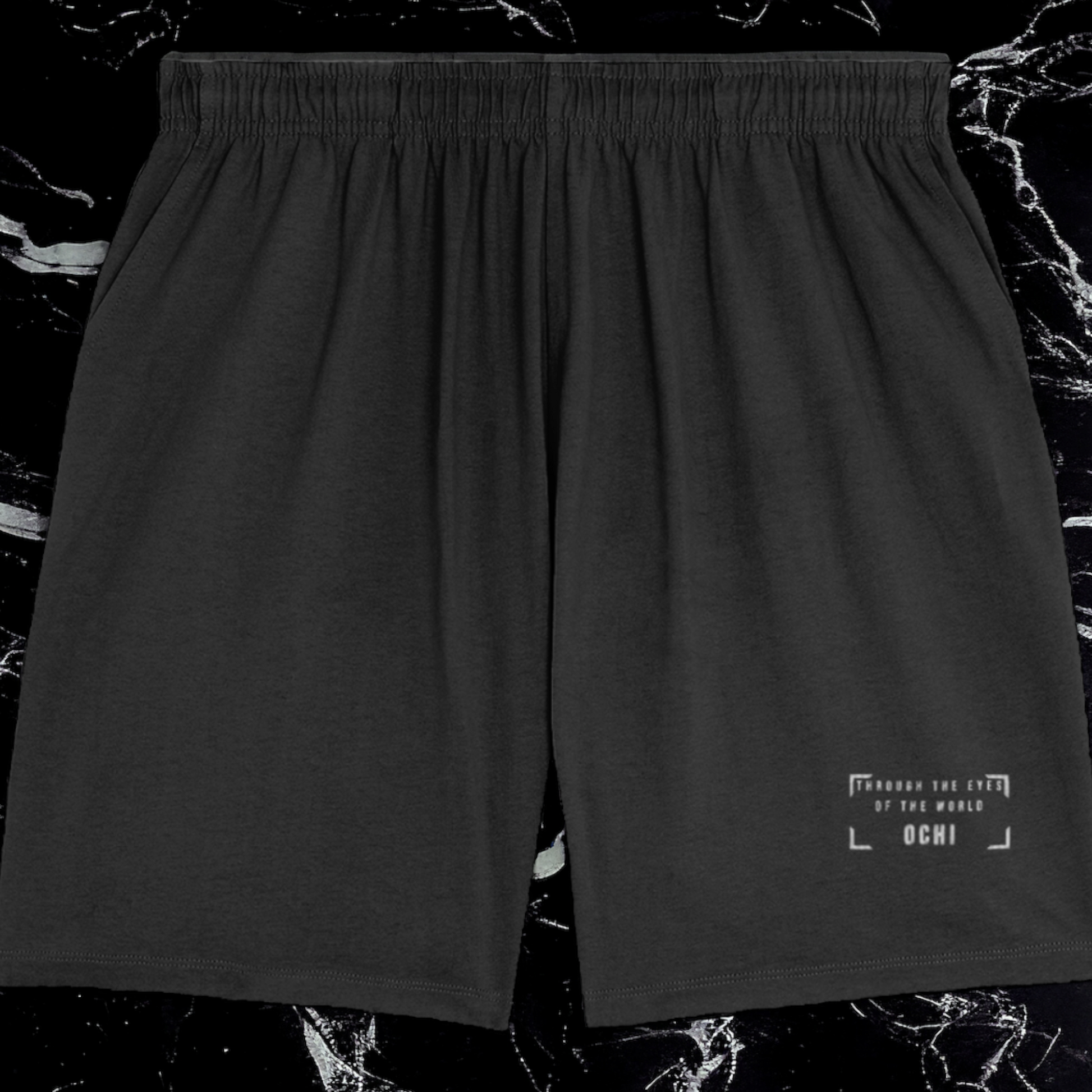 OCHI Through The Eyes Of The World Embroidered Unisex Black Relaxed Fit 240GSM Shorts