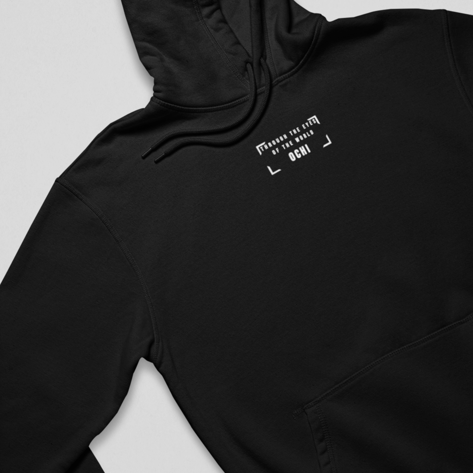 OCHI Through The Eyes Of The World Embroidered Unisex Black Hoodie
