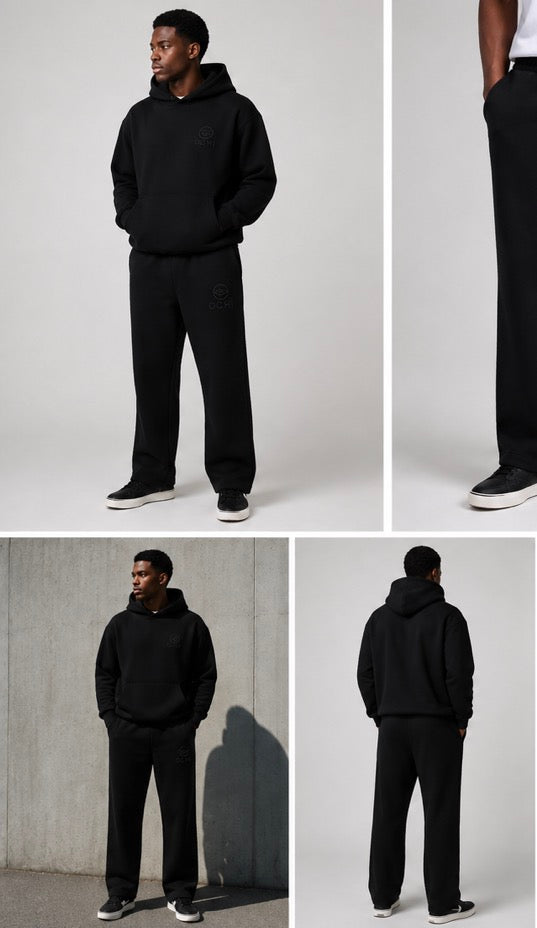 Heavyweight Black/Black Straight Legged Joggers