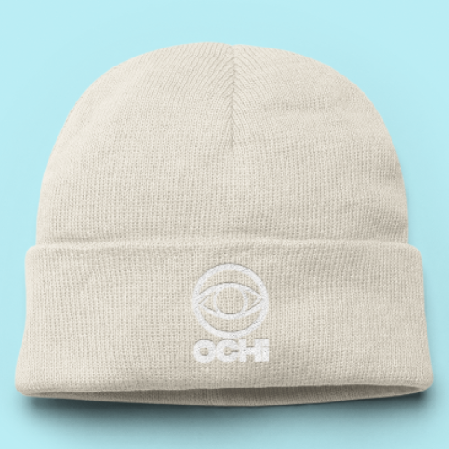 OCHI Natural Embroidered Eye Logo Unisex Beanie – OCHIWORLDUK