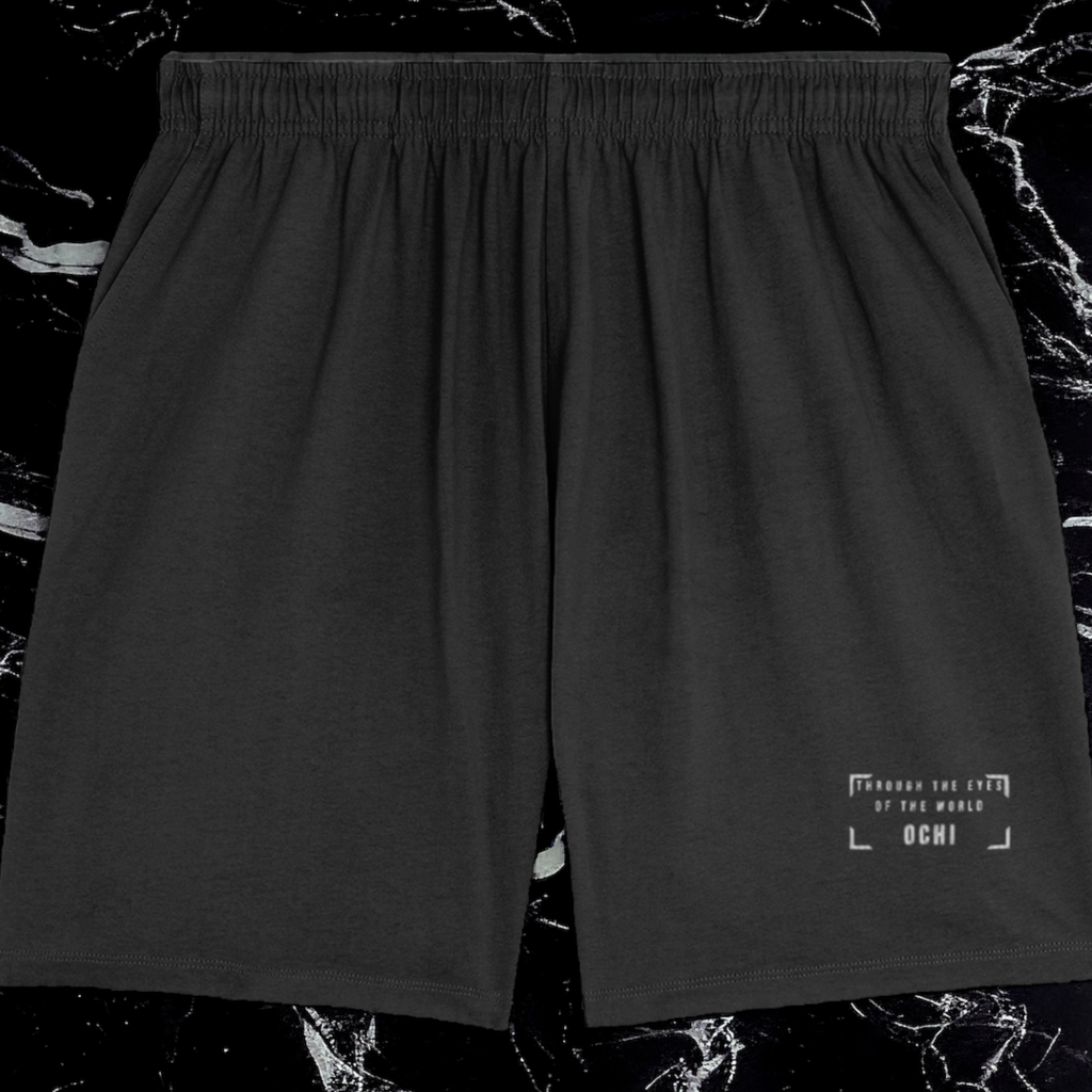OCHI Through The Eyes Of The World Embroidered Unisex Black Relaxed Fit 240GSM Shorts