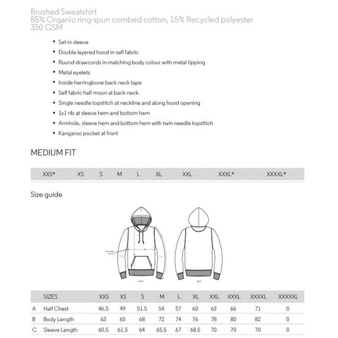 Bella canvas discount hoodie size chart